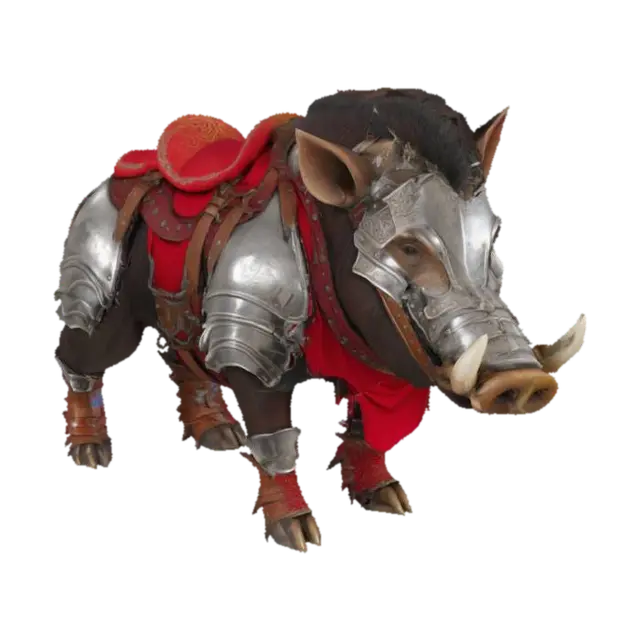 Armored Boar Mount 3D model, vytvořený pomocí AI