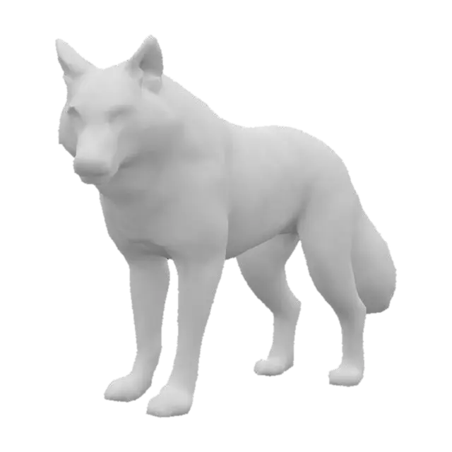 3D model for A big gray direwolf with a sturdy build. Stands straight, neutral pose