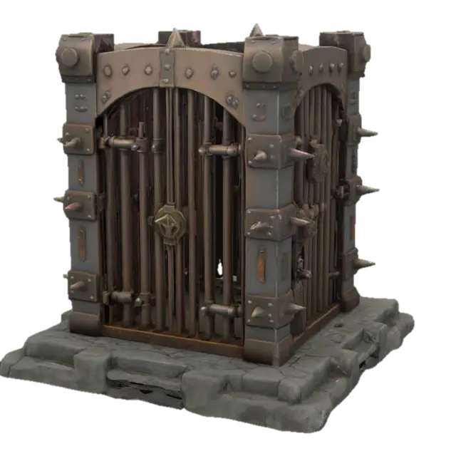 A dungeon metal cage for humanoids 3D model, vytvořený pomocí AI
