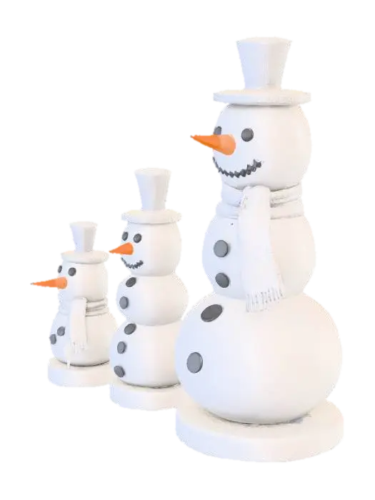 three little snowmen - Frosty 3D model, vytvořený pomocí AI