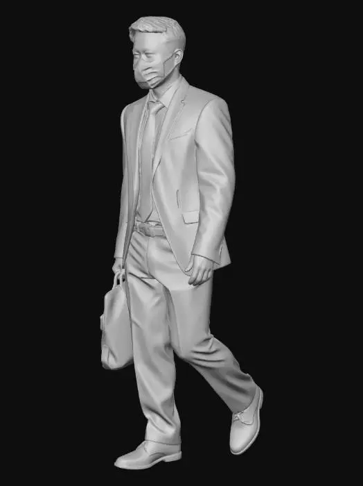 3D model for Masked Businessman in a Navy Suit Carrying a Briefcase