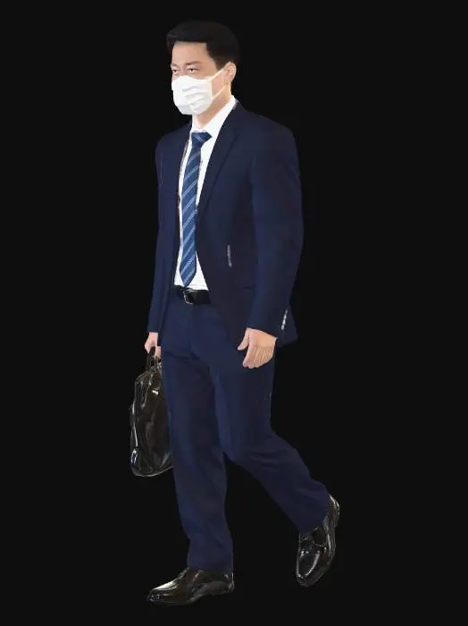 3D model for Masked Businessman in a Navy Suit Carrying a Briefcase