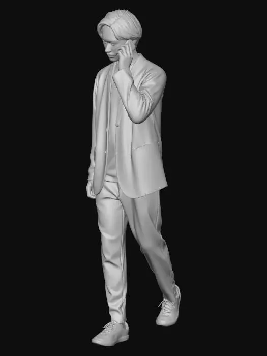 3D model for Navy Suit On the Phone