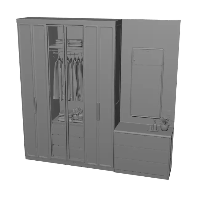 3D model for Warm Minimalist Walk-In Closet