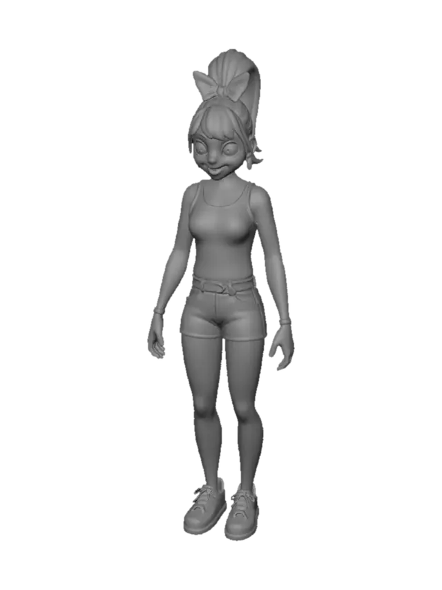 3D model for a female roblox character with an high pony