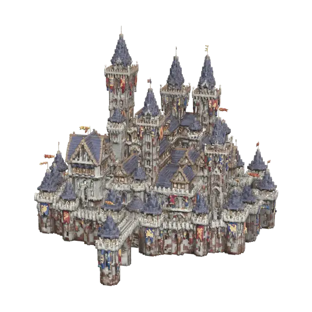 Castle Minecraft - Cubic 3D model, vytvořený pomocí AI