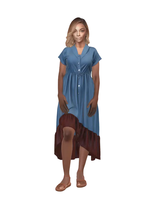 A pretty light skinned black woman, with light brown hair, medium length, has brown… - Melanin 3D model, vytvořený pomocí AI