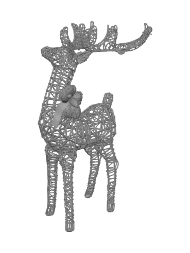 3D model for Golden Lighted Reindeer for New Year