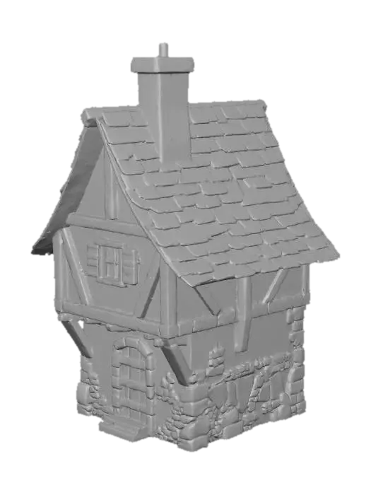 3D model for Please generate a full image of the house, removing any background or foreground  objects. The color and style should remain. If possible, a full view of the house should be shown