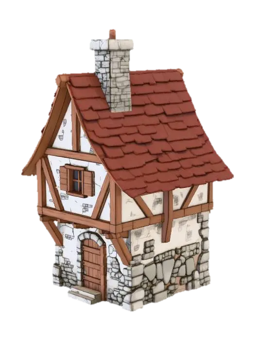 3D model for Please generate a full image of the house, removing any background or foreground  objects. The color and style should remain. If possible, a full view of the house should be shown