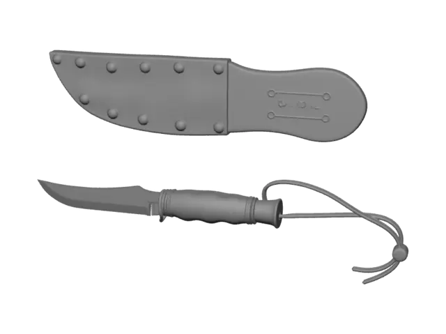 3D model for Bowie Knife with Leather Sheath