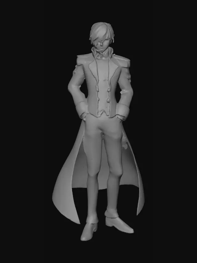 3D model for generate a handsome anime male that is royal, wearing high quality looking outfit