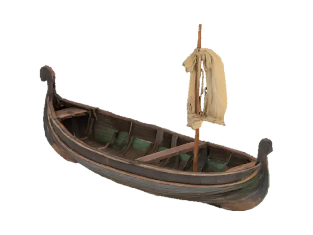 Old Livonian small wood boat 3D model, vytvořený pomocí AI
