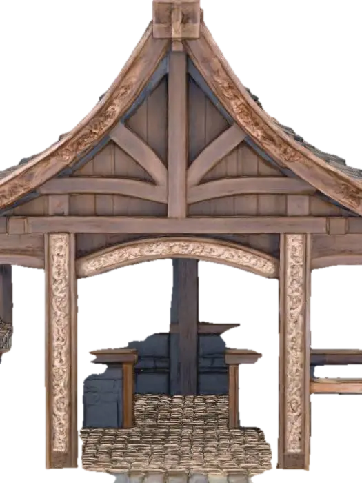 Dwarven Stable 3D model, vytvořený pomocí AI