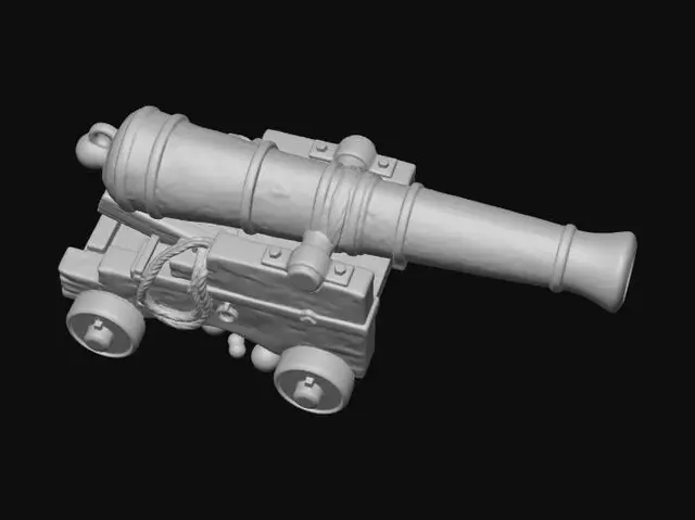 3D model for Old Cannon on a Wooden Carriage