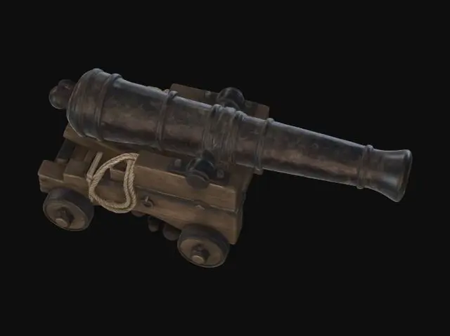 3D model for Old Cannon on a Wooden Carriage