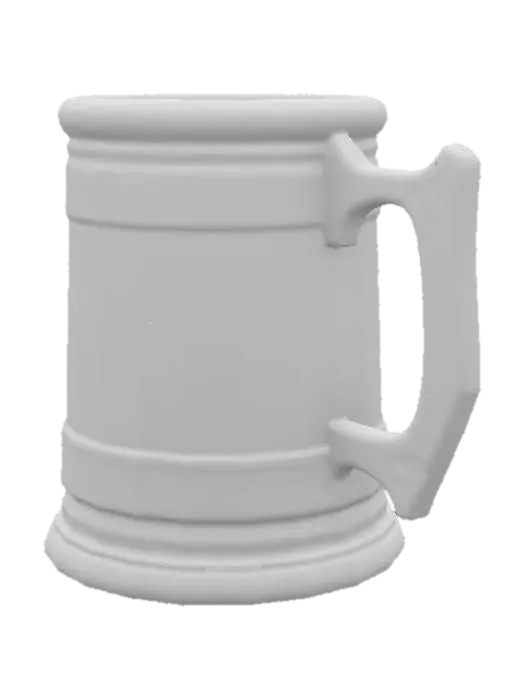 3D model for A sturdy Viking mug, crafted from dark, polished wood, possibly oak or teak, giving it a smooth yet visibly grained surface. Its cylindrical body flares slightly towards the base, with a robust, ergonomic handle. Along the mug's outer surface, intricate Norse runes are deeply carved, creating a raised, tactile texture that contrasts with the otherwise smooth wood. The natural wood color is rich and earthy, possibly stained to a deeper hue, hinting at historical use.