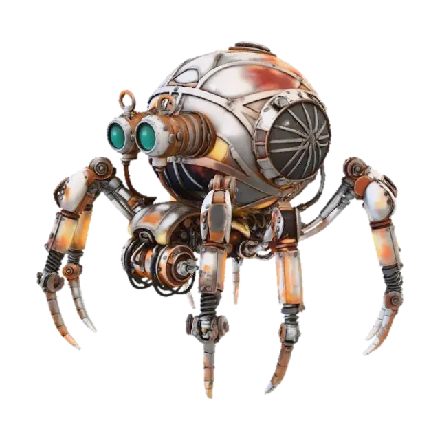 Model 3D Rusty Mech Walker, dijana oleh AI