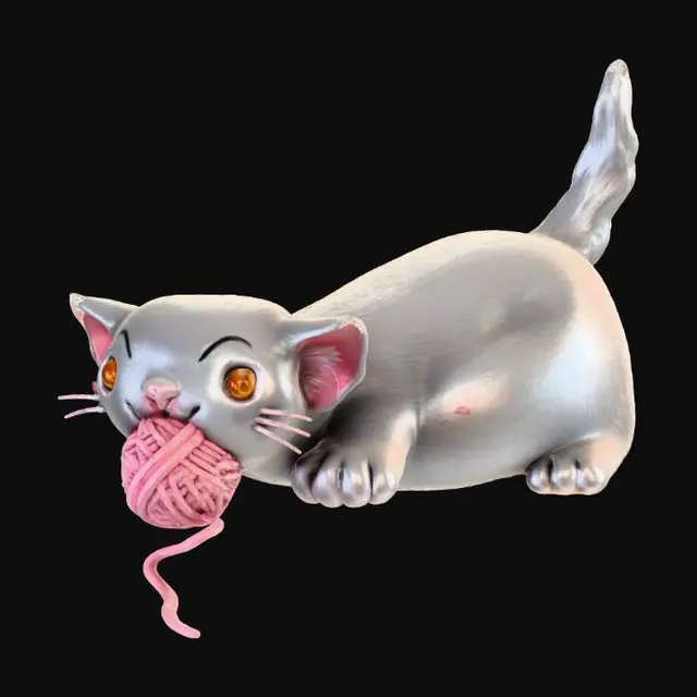 3D model for Playful Kitten with Yarn
