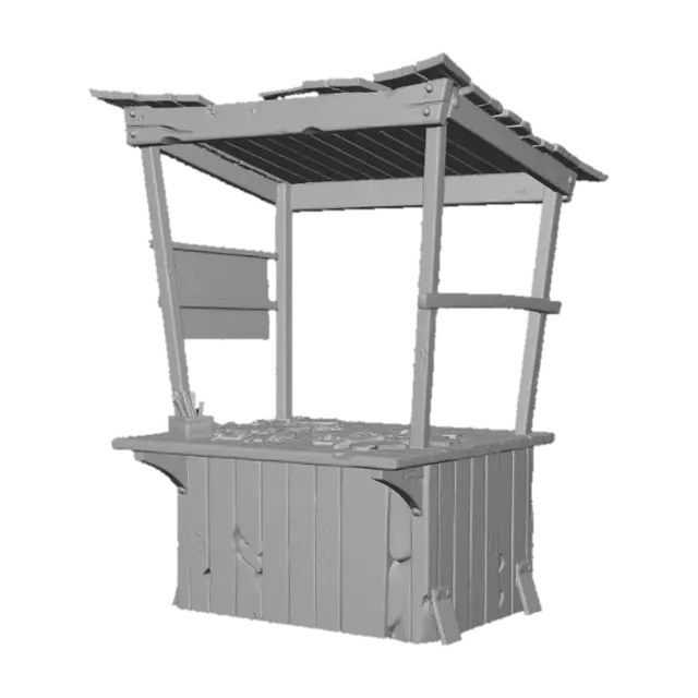 3D model for Wooden Market Stall of Goddamn Circus
