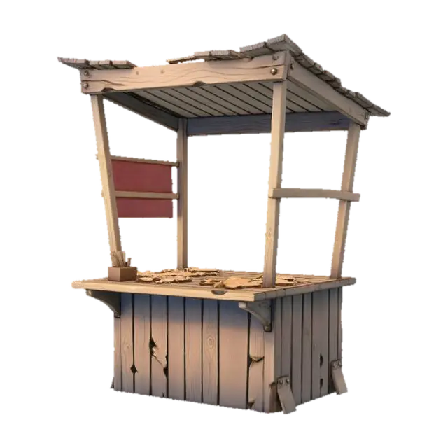 3D model for Wooden Market Stall of Goddamn Circus