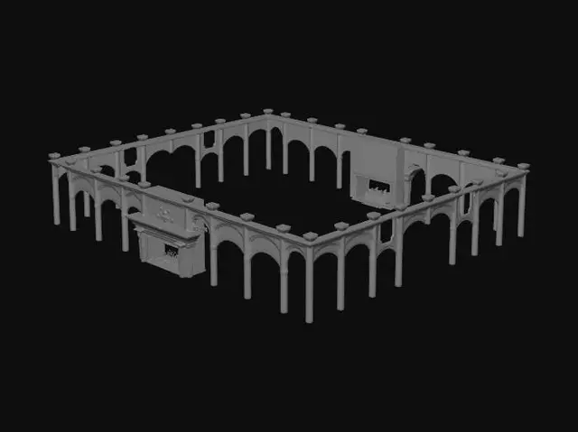 3D model for Spacious Open-Concept Living Room with Fireplace