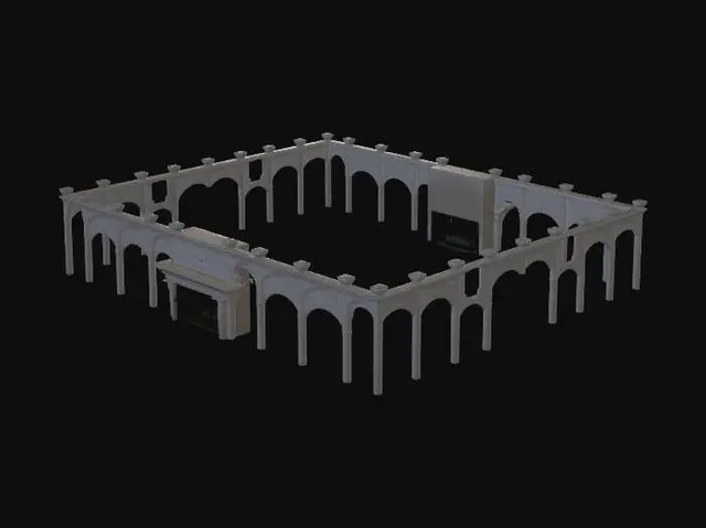 3D model for Spacious Open-Concept Living Room with Fireplace