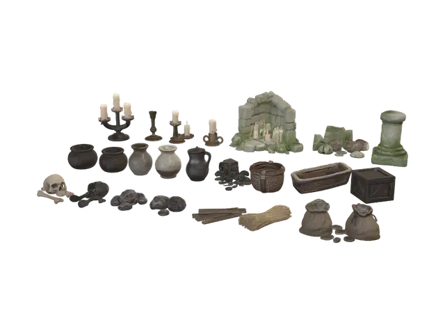 Medieval Rustic Decor Collection - Crates 3D model, vytvořený pomocí AI