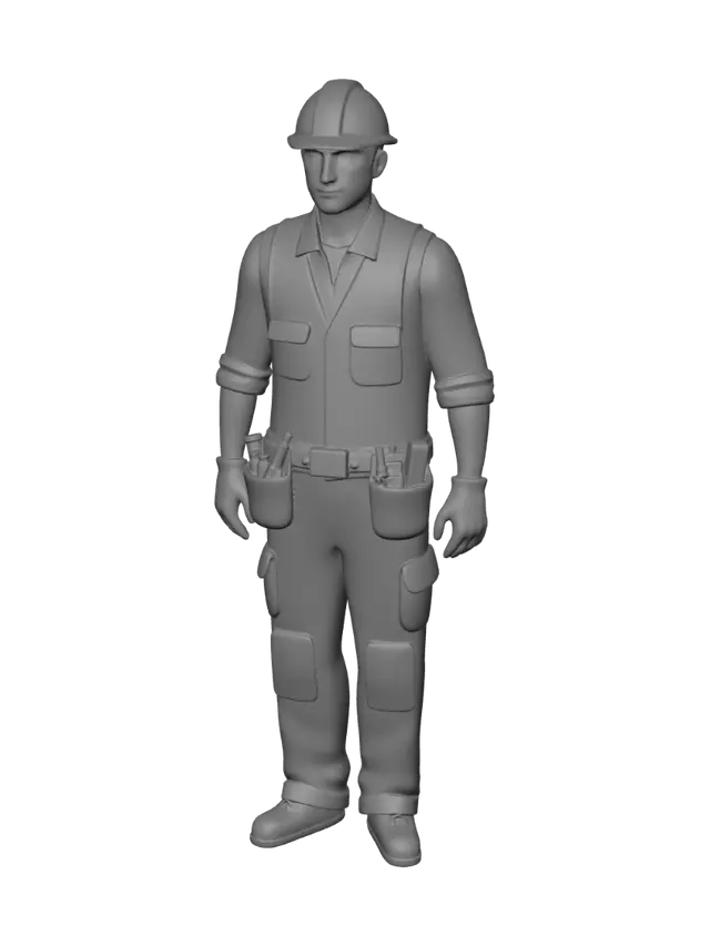 3D model for Construction Worker in Orange Safety Gear