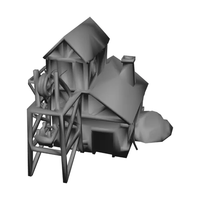 3D model for low poly medieval fantasy rts like human faction miners camp building
no background roof is red simple textures single building simple materials
No Ground