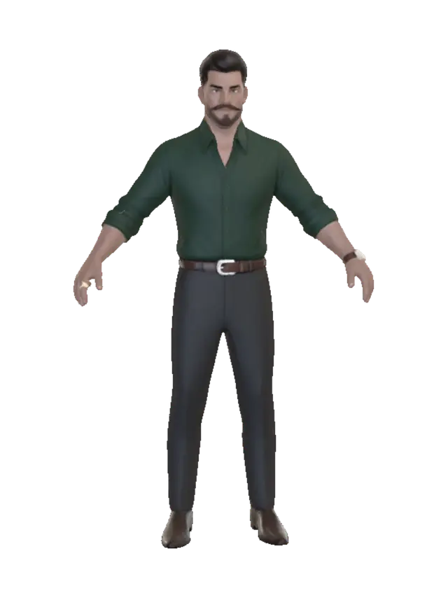 It is a model. Don't use it. - Gentleman 3D model, vytvořený pomocí AI