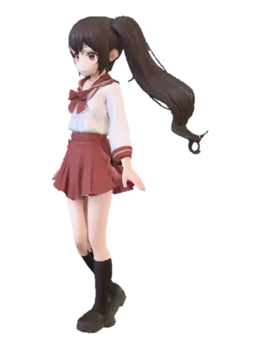 Anime Girl - Teen 3D model, vytvořený pomocí AI
