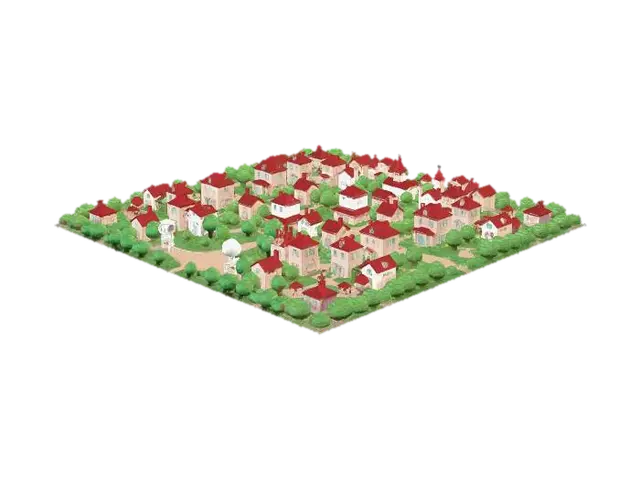 Red Roof Village - Streets 3D model, vytvořený pomocí AI