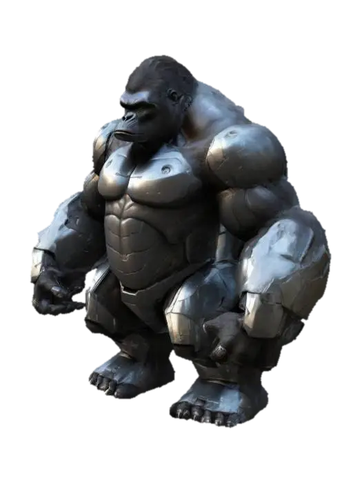 Fantasy, sci-fi, ultra Muscular elephant or crockodile or gorilla, biped,… 3D model, vytvořený pomocí AI