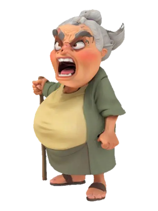 Grumpy Granny - Grandma 3D model, vytvořený pomocí AI