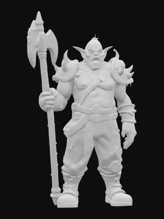 3D model for A giant with one bulbous bulging eye, large festering bumps on his ugly face, armed with sword or axe, legue of legend, pipo de clown and world of warcraft style,