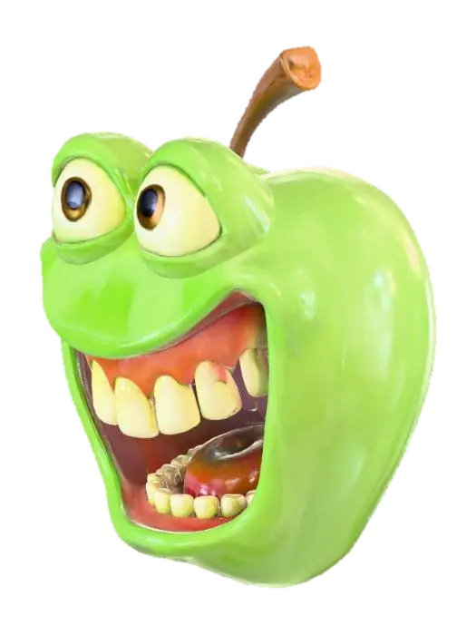 Cheerful Apple, #food# 3D model, vytvořený pomocí AI