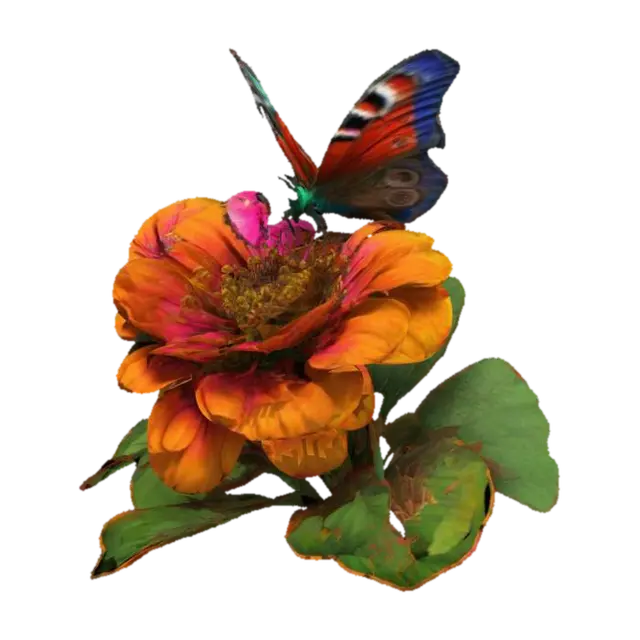 [[[#garden#]]]+butterfly, - Peacock 3D model, vytvořený pomocí AI