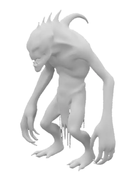 3D model for a Realistic, High Detailed humanoid Underworld Monster with Rotting Flesh