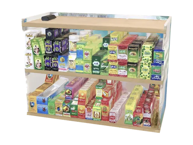 3D model for Assorted Burmese Medicine Boxes on Shelves