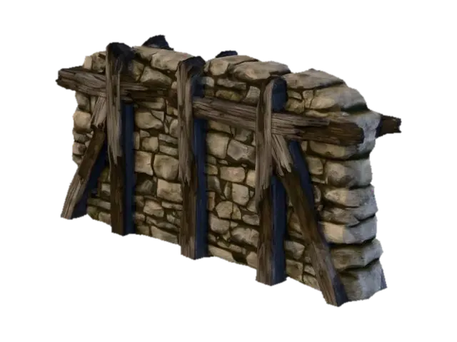 Stone and Timber fortress Wall 2 3D model, vytvořený pomocí AI