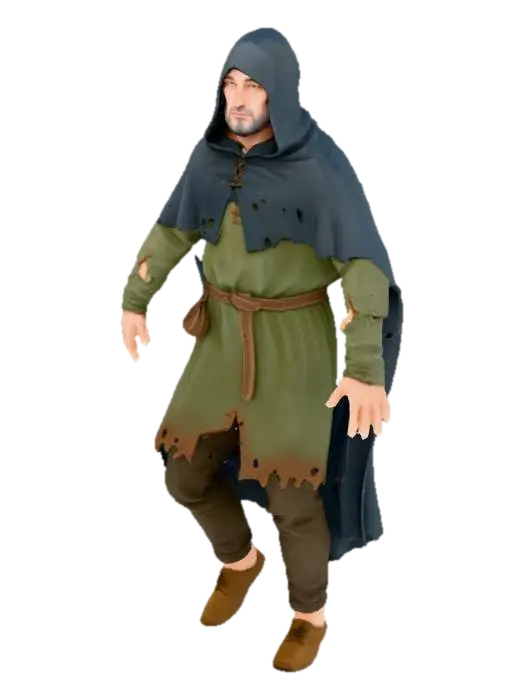 Medieval merchant - Trader 3D model, vytvořený pomocí AI