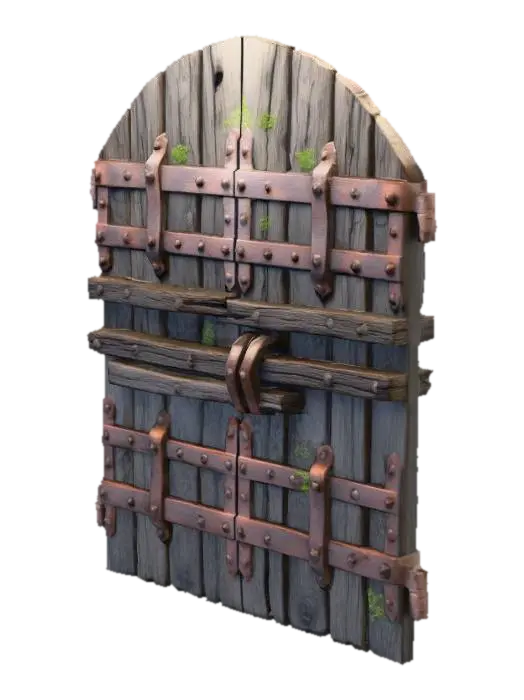 Rustic Fortress Gate-3D-modell, genererad av AI