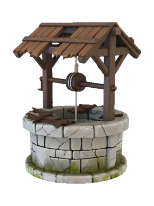 Old Wooden Well - Farm 3D model, vytvořený pomocí AI