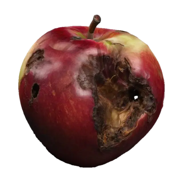 rotten apple - Stilllife 3D model, vytvořený pomocí AI