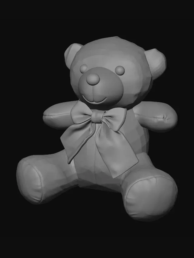 3D model for Cozy Plush Bear with a Checkered Bow