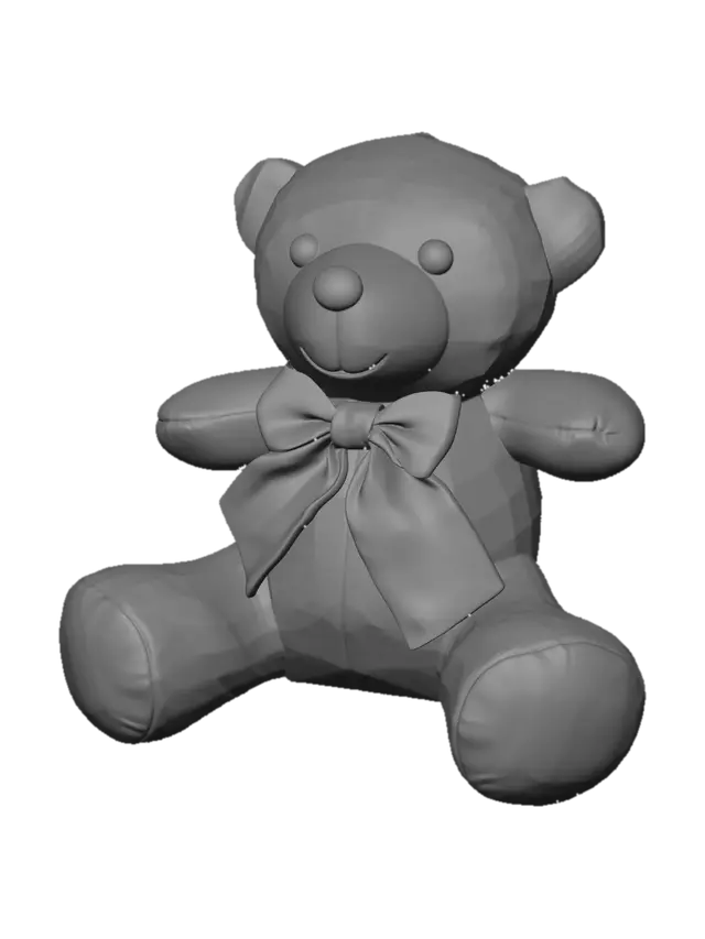 3D model for Cozy Plush Bear with a Checkered Bow