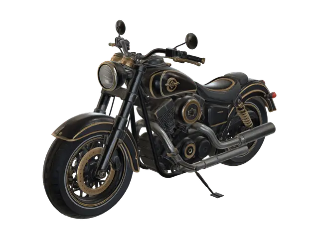 Dark Motorcycle - Cruiser 3D model, vytvořený pomocí AI