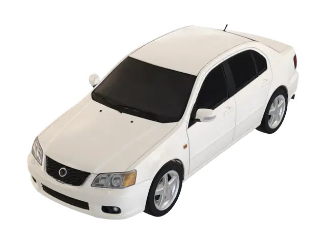 sedan-white-3d - Gameready 3D model, vytvořený pomocí AI