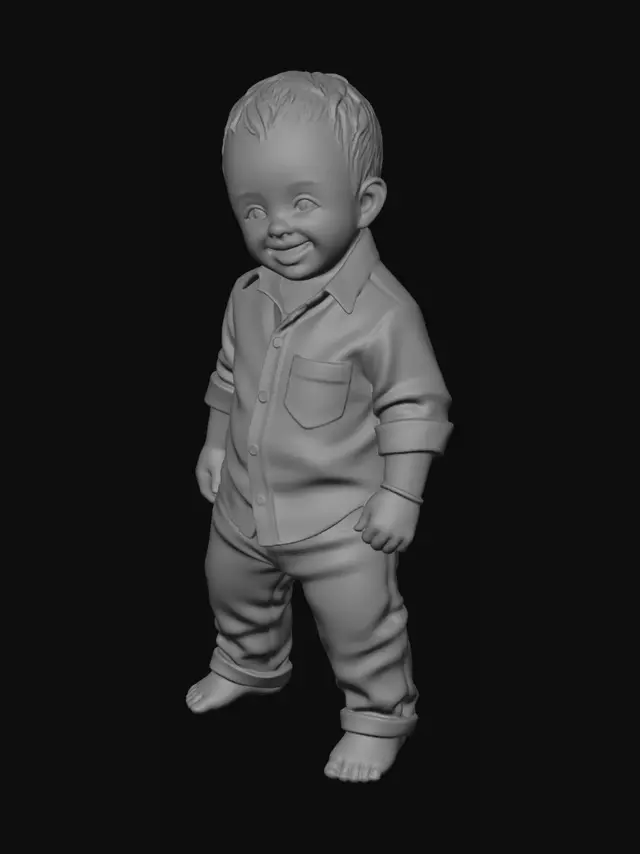 3D model for Smiling Baby in White Shirt and Jeans
